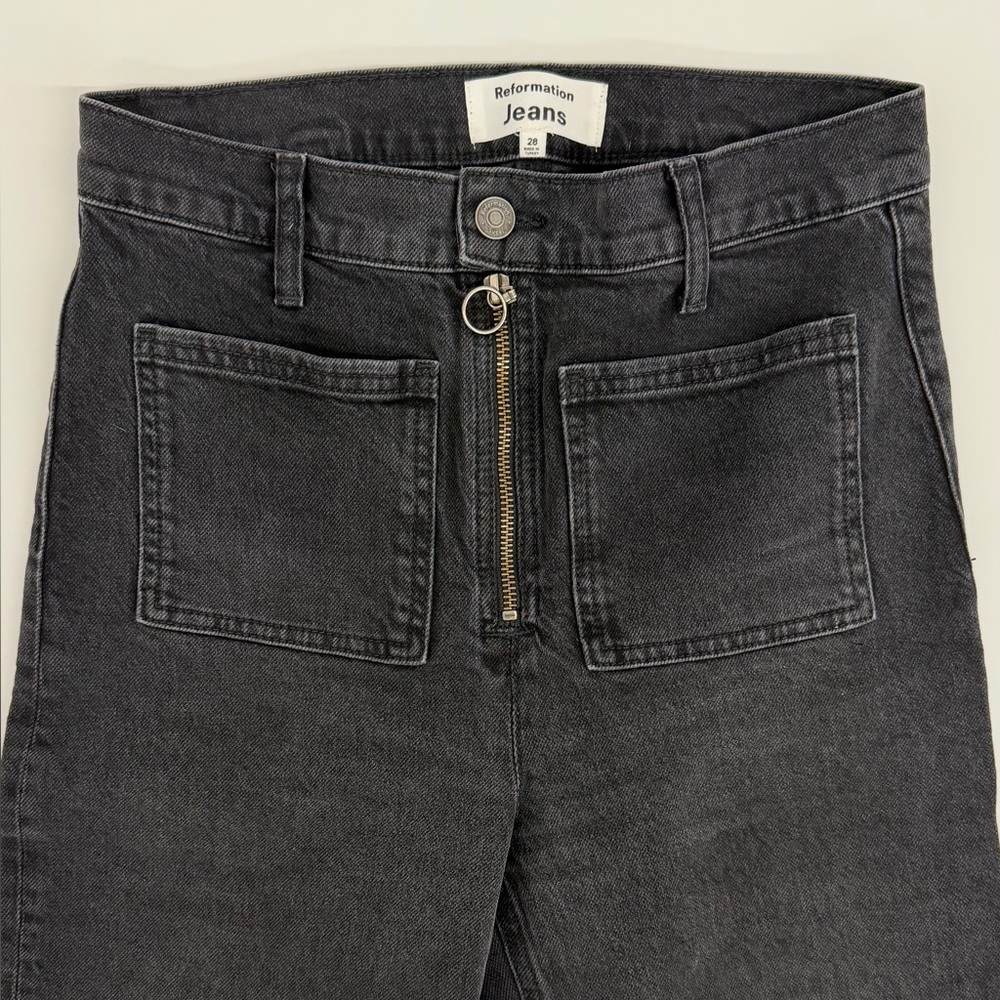 Reformation PaytonZip Ultra High Rise bootcut 
Wash Solana
Size 28